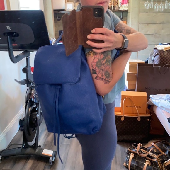 Mansur Gavriel pebbled leather backpack in Blue - Picture 13 of 17